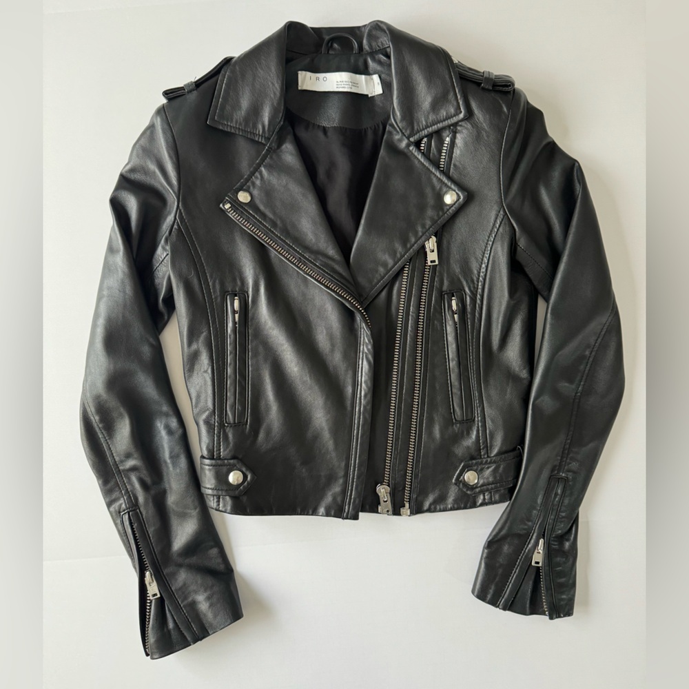 IRO cropped leather moto jacket